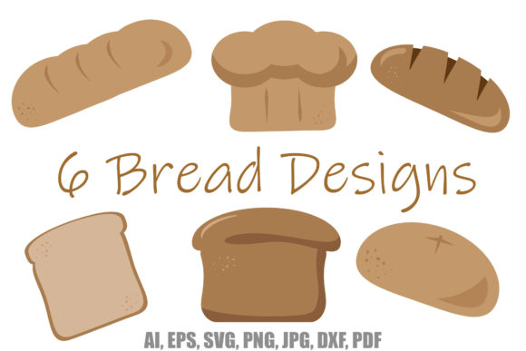 6 Bread Rolls Baguette Cartoon Logo: A Fresh Batch of Design Assets