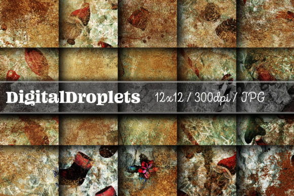 Golden Christmas Grunge Vol. 12: Vintage Holiday Paper Set