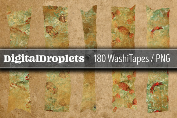 Golden Christmas Papers V2 | 180 Washi Tape Designs